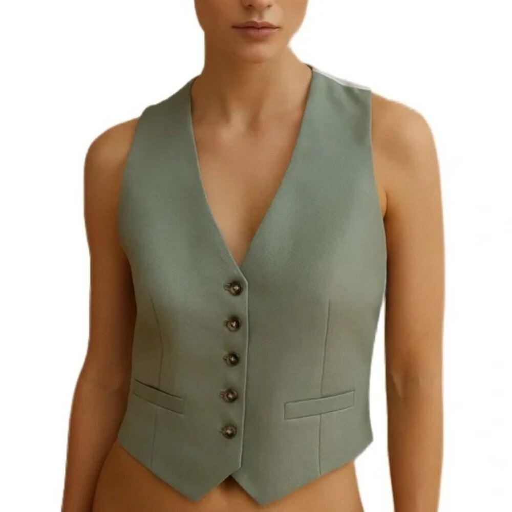 Banana Republic Tailored Vest in Sage Green sz 8 Women's NWOT